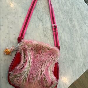 Chic Pink Faux Fur Crossbody Bag